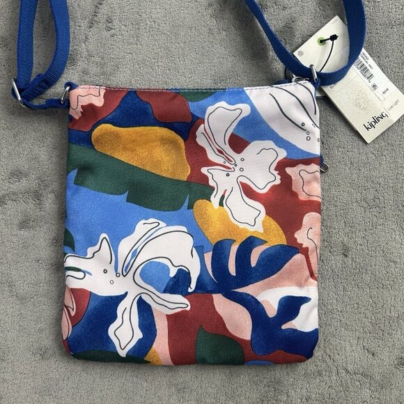 Kipling Women's Keiko Travel Shoulder Crossbody Bag Blue Botanical Abstract - Picture 15 of 15